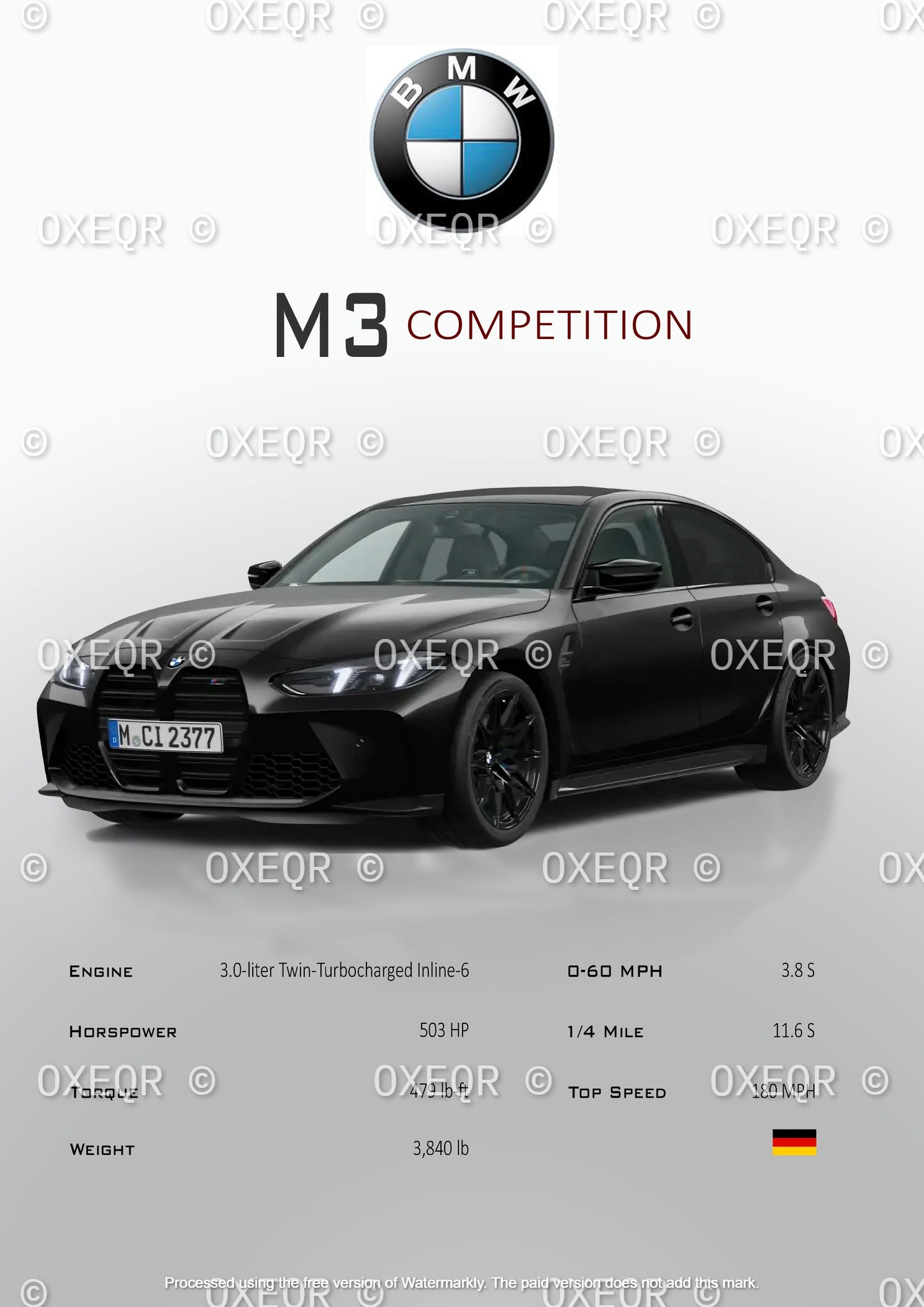 BMW M3 COMPETITION POSTER