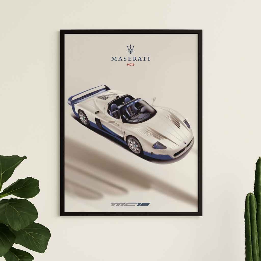 Maserati MC12 Supercar Wall Art – Limited Edition Racing Poster – Minimalist Automotive Print – High-Resolution PDF – 3:4 Ratio – Customizable