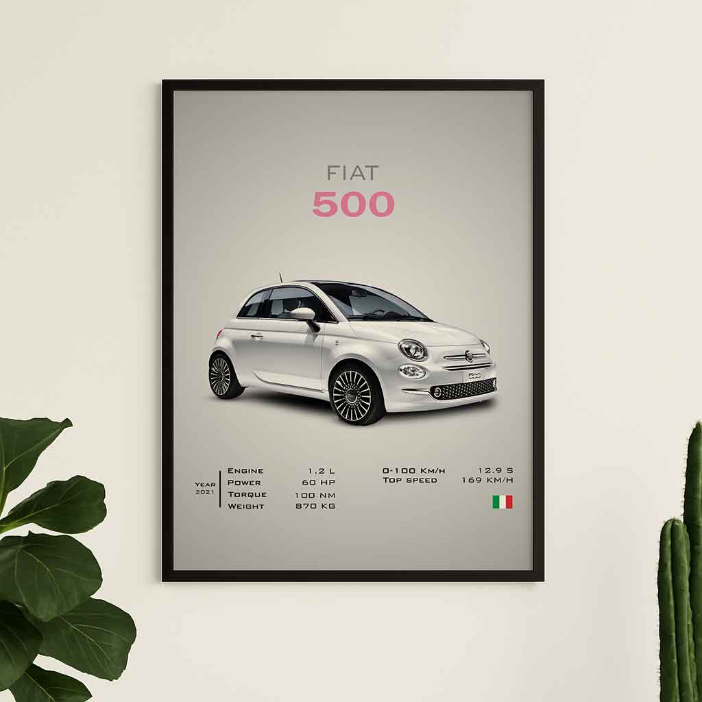Digital Poster Fiat 500 – Vintage Italian Car Wall Art