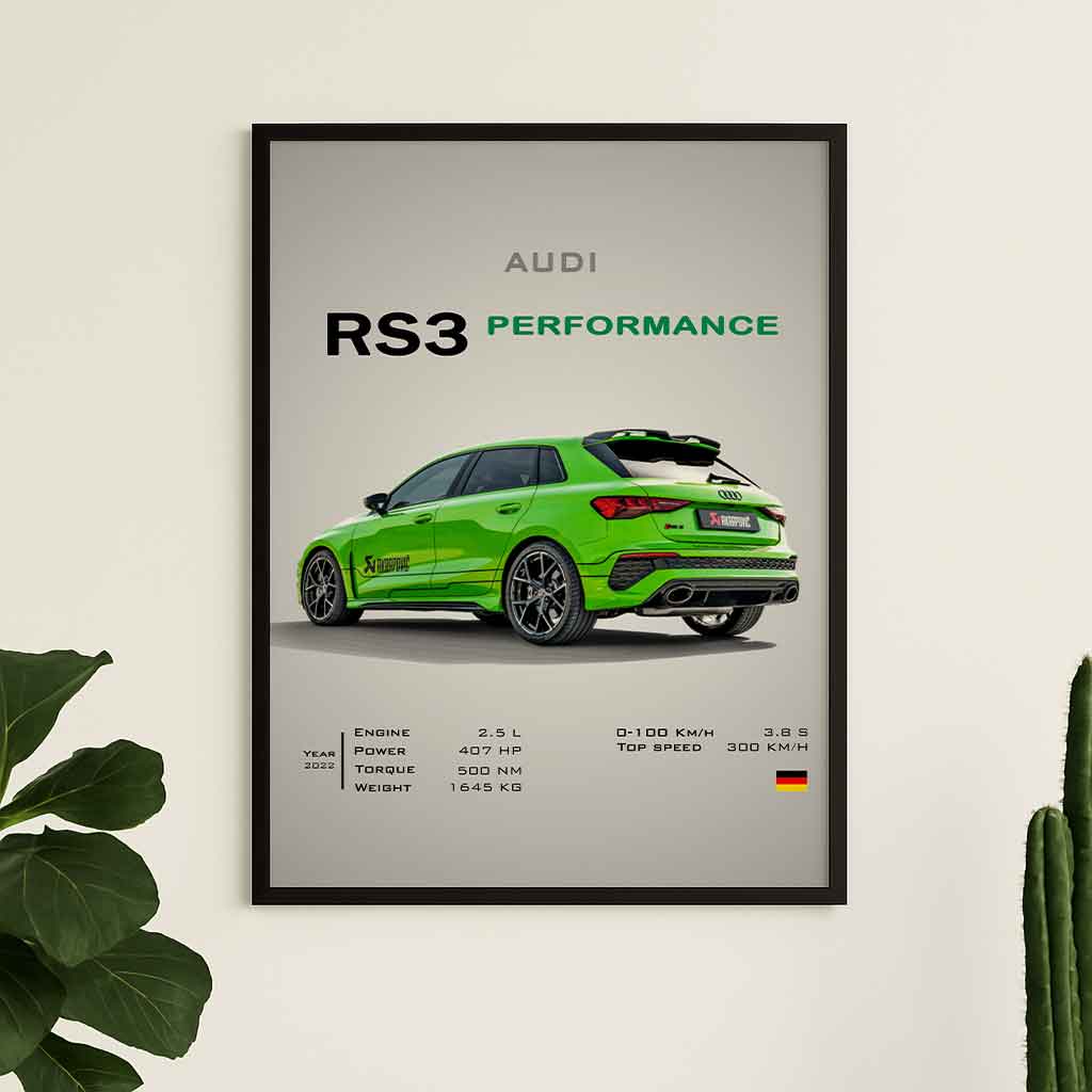 Digital Poster Audi RS3 Performance – Compact Sport Car Wall Art