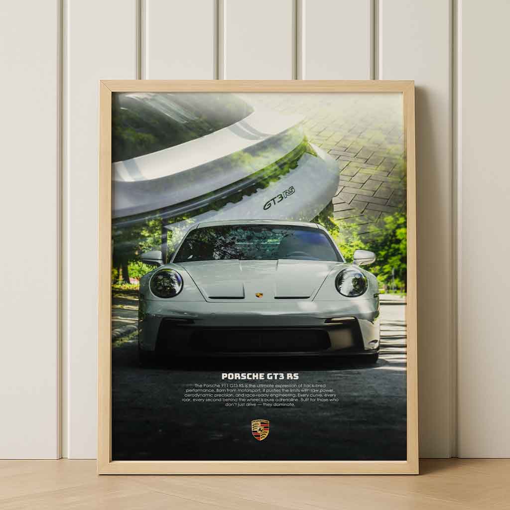 Porsche 911 GT3 RS Wall Art – High-Performance Sports Car Poster – Minimalist Automotive Print – High-Resolution PDF – 3:4 Ratio – Customizable