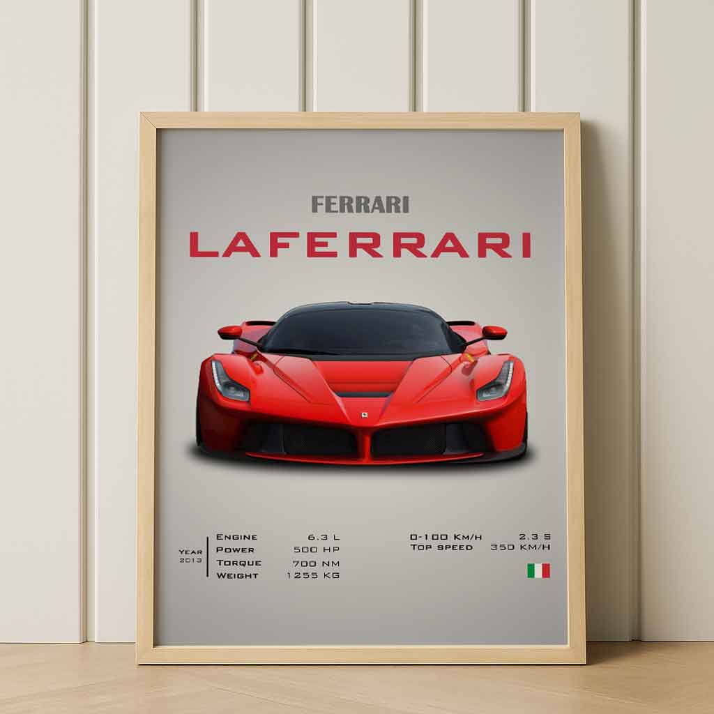 Digital Poster Ferrari LaFerrari – Red Supercar Wall Art