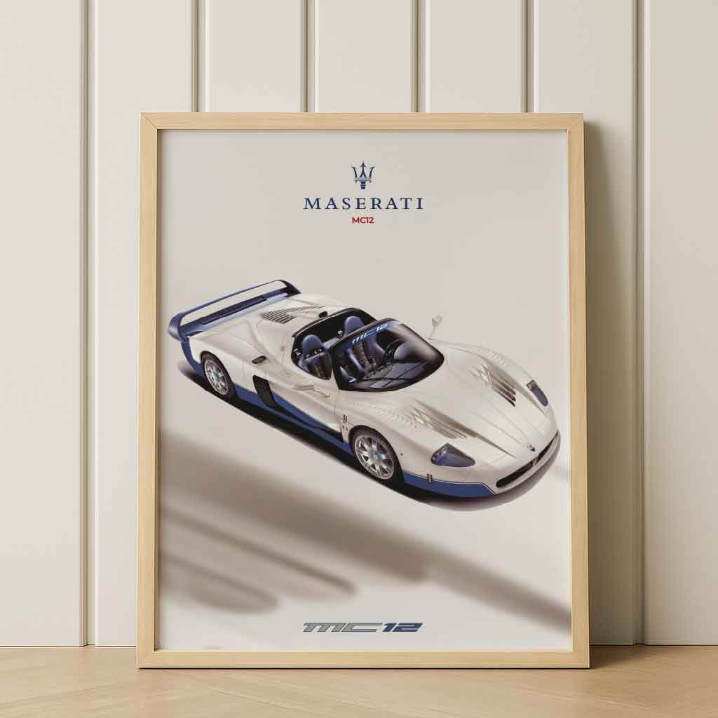 Maserati MC12 Supercar Wall Art – Limited Edition Racing Poster – Minimalist Automotive Print – High-Resolution PDF – 3:4 Ratio – Customizable