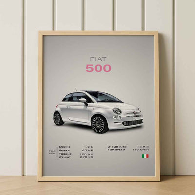 Digital Poster Fiat 500 – Vintage Italian Car Wall Art