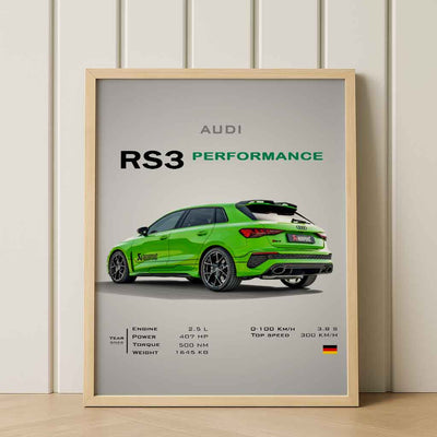 Digital Poster Audi RS3 Performance – Compact Sport Car Wall Art