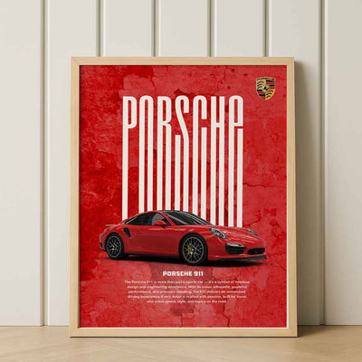 Red Porsche 911 Sports Car Wall Art – Classic German Icon Poster – Minimalist Automotive Print – High-Resolution PDF – 3:4 Ratio – Customizable
