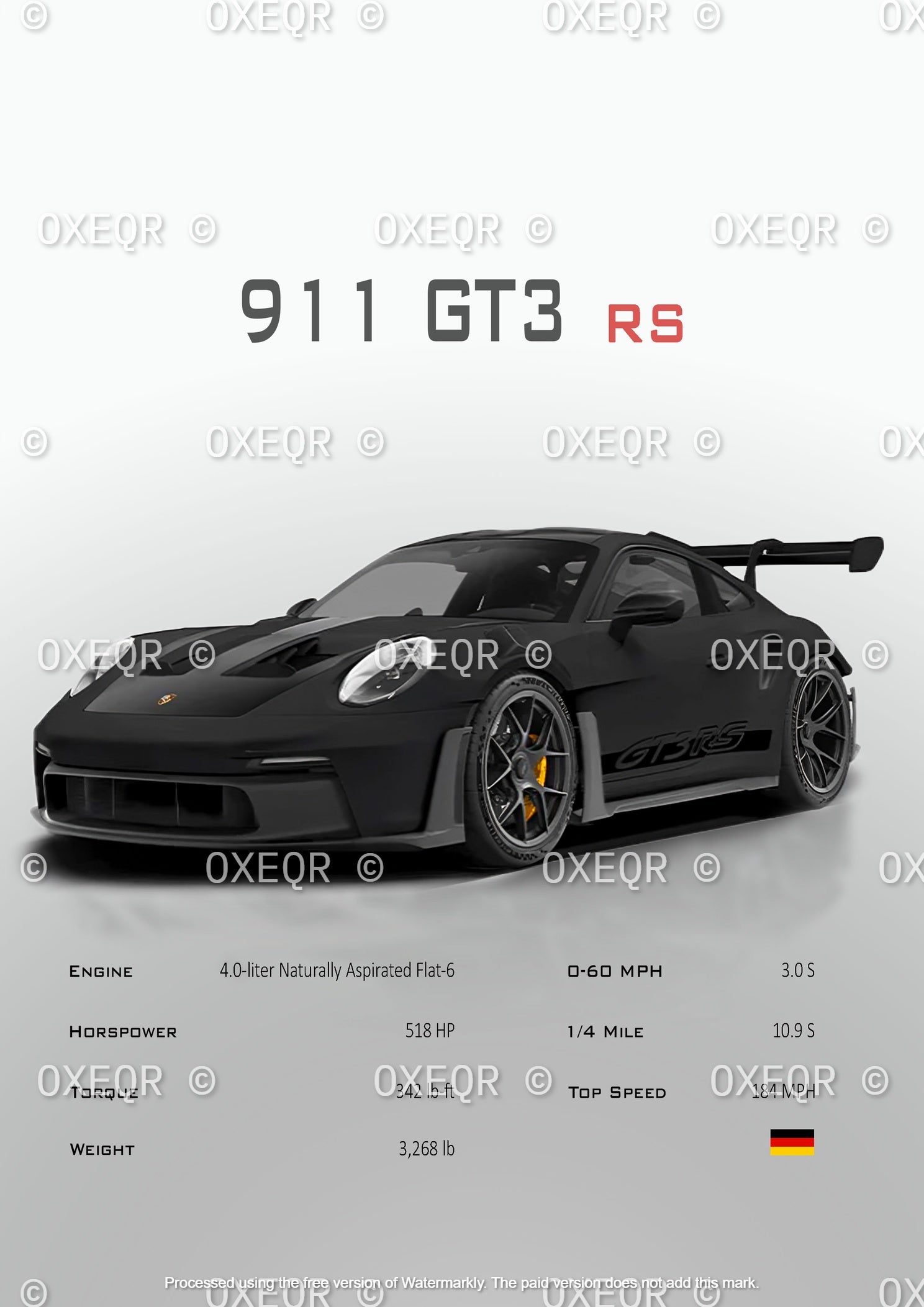 PORSCH 911 GT3 RS BLACK POSTER