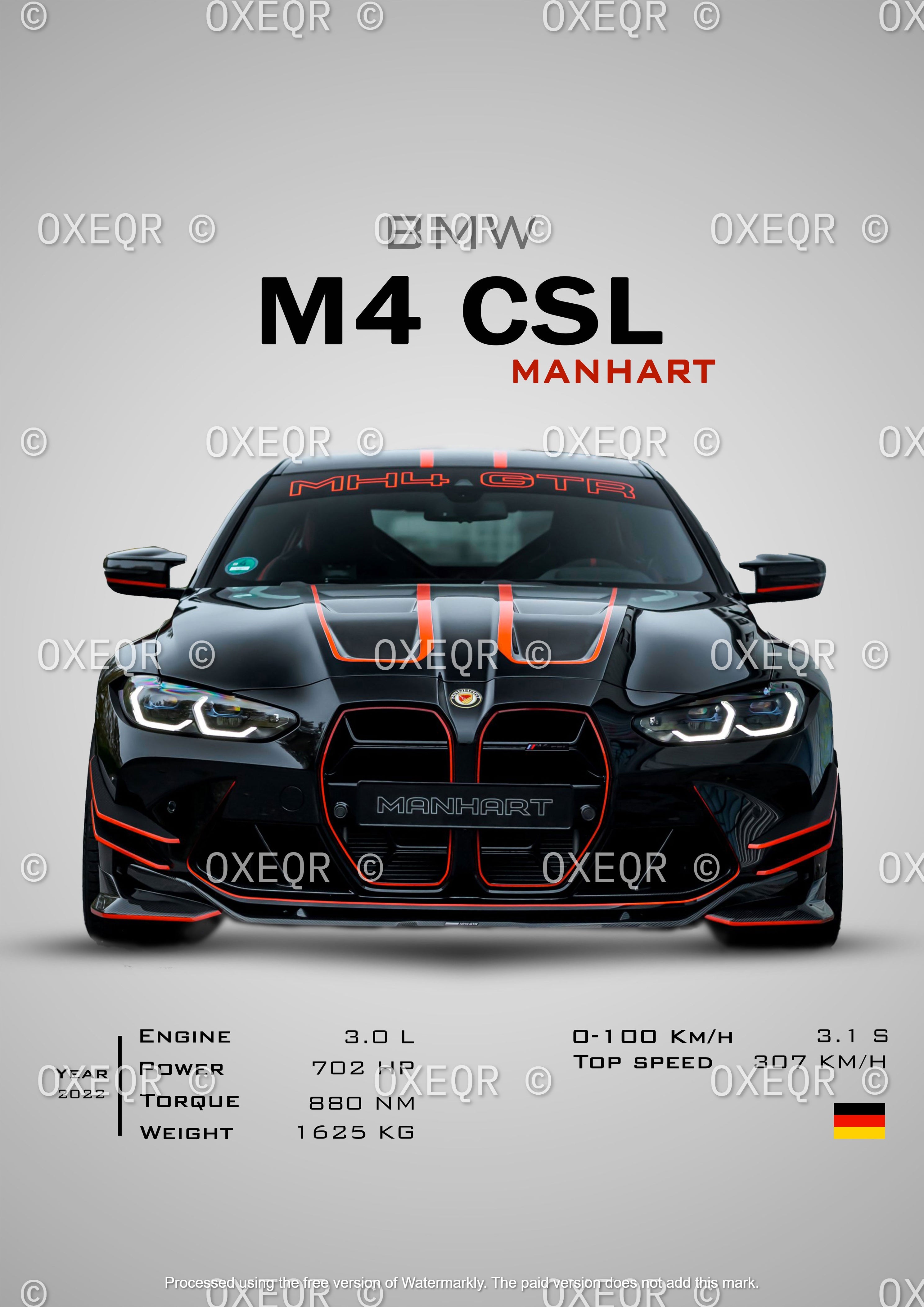 BMW M4 CSL MANHART POSTER