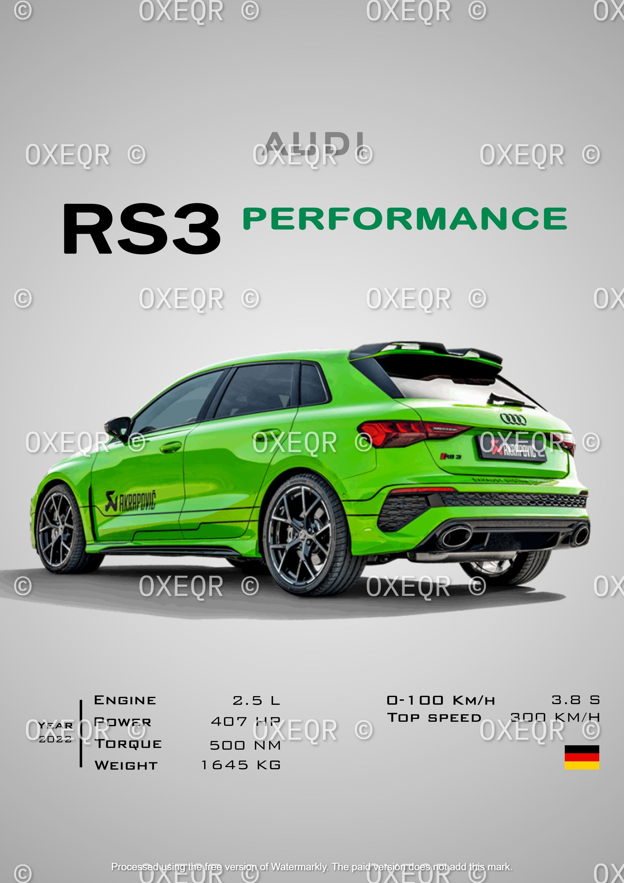 AUDI RS3 PERFORMANCE POSTER