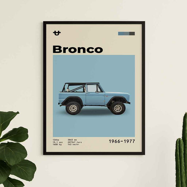 Ford Bronco Classic SUV Wall Art – Vintage Off-Road Poster – Minimalist Automotive Print – High-Resolution PDF – 3:4 Ratio – Customizable