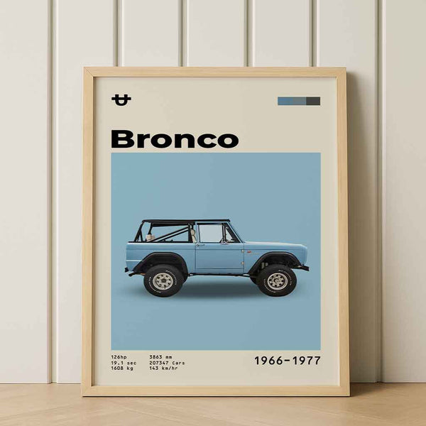 Ford Bronco Classic SUV Wall Art – Vintage Off-Road Poster – Minimalist Automotive Print – High-Resolution PDF – 3:4 Ratio – Customizable